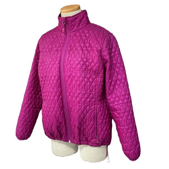 Lands' End Puffer Jacket Full Zip Hot Pink Pockets Size Medium M - Picture 3 of 16